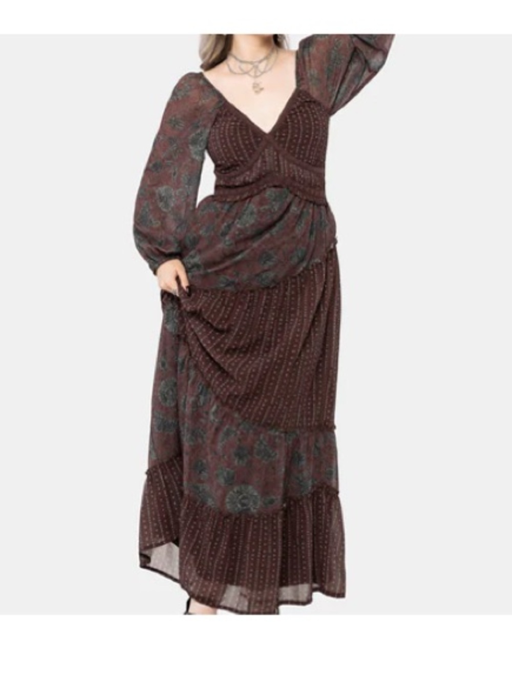 Paisley Pact Maxi Dress with Subtle Dot Print